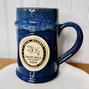 Iron Hill Brewery 2020 Blue Glazed Beer Stein Mug by Grey Fox Pottery NICE
